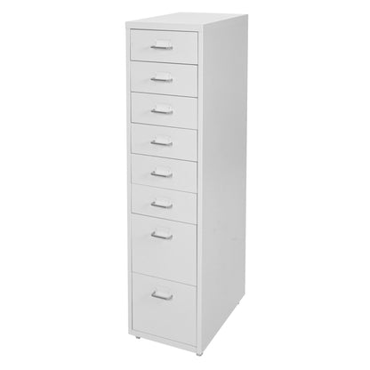 Trolley kast Boston T851, stalen ladekast, 110x28x41cm 8 laden ~ wit