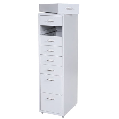 Trolley kast Boston T851, stalen ladekast, 110x28x41cm 8 laden ~ wit