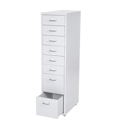 Trolley kast Boston T851, stalen ladekast, 110x28x41cm 8 laden ~ wit