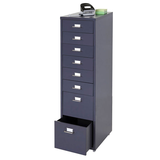 Trolley kast Boston T851, stalen ladekast, 110x28x41cm 8 laden ~ donkergrijs