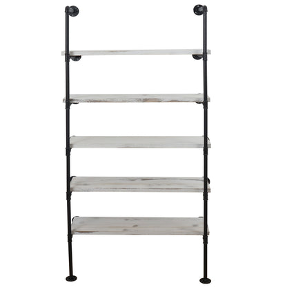 Staande plank MCW-C45, woonkamer plank boekenplank opbergrek, industrieel ontwerp hout metaal, 165x80x28cm ~ wit