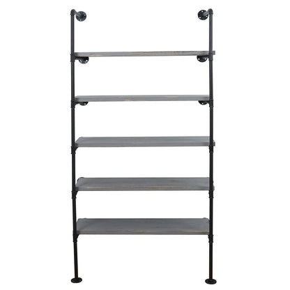 Staande plank MCW-C45, woonkamer plank boekenplank opbergrek, industrieel ontwerp hout metaal, 165x80x28cm ~ grijs