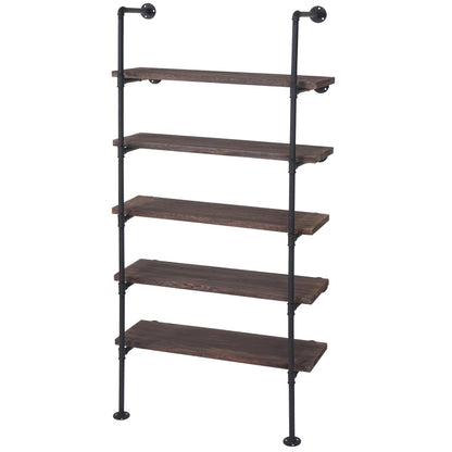 Staande plank MCW-C45, woonkamer plank boekenplank opbergplank, industrieel ontwerp hout metaal, 165x80x28cm ~ bruin