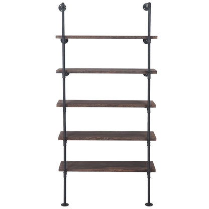 Staande plank MCW-C45, woonkamer plank boekenplank opbergplank, industrieel ontwerp hout metaal, 165x80x28cm ~ bruin