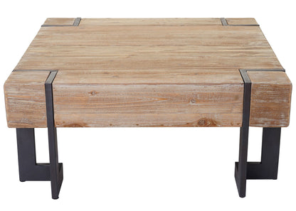 Salontafel MCW-A15, woonkamertafel, massief rustiek dennenhout MVG-gecertificeerd ~ natuurlijke kleur 90x90cm