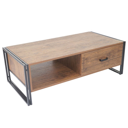 Salontafel MCW-A27, bijzettafel woonkamertafel, 41x120x60cm 3D structuur, metaal MDF ~ wilde eik look
