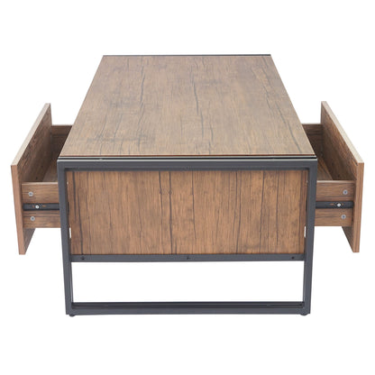 Salontafel MCW-A27, bijzettafel woonkamertafel, 41x120x60cm 3D structuur, metaal MDF ~ wilde eik look