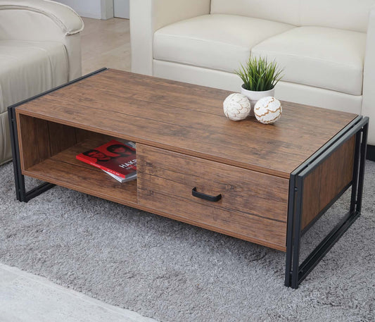 Salontafel MCW-A27, bijzettafel woonkamertafel, 41x120x60cm 3D structuur, metaal MDF ~ wilde eik look