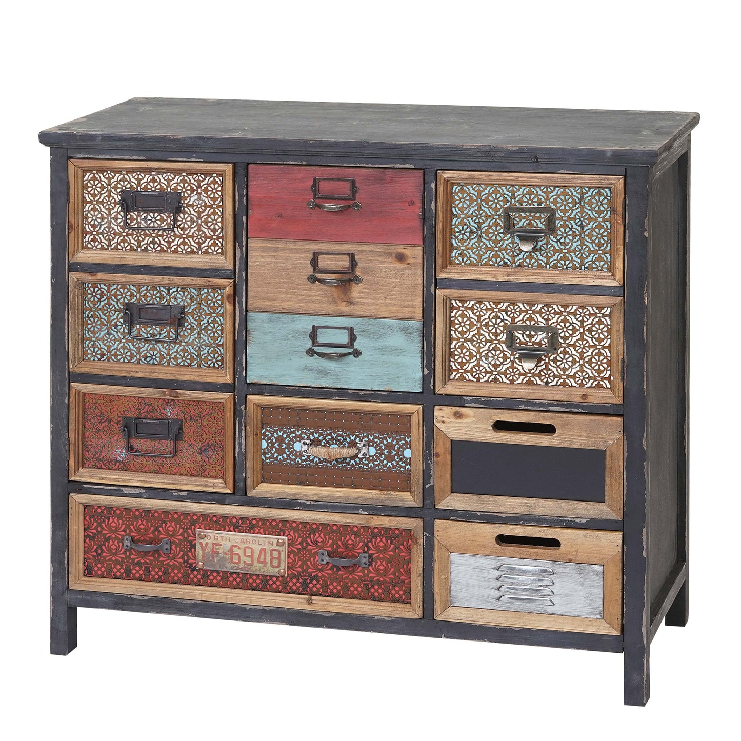 Apothekerskast MCW-A43, ladekast, massief dennenhout, vintage shabby look 84x90x32cm