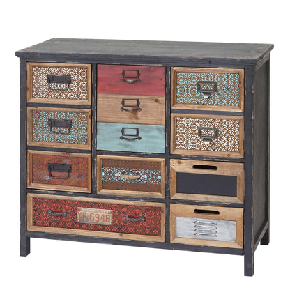 Apothekerskast MCW-A43, ladekast, massief dennenhout, vintage shabby look 84x90x32cm