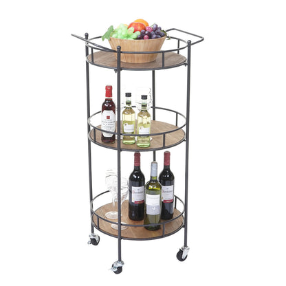 Serveerwagen MCW-A43, bartrolley theetrolley, massief vintage dennenhout 100x50x43cm