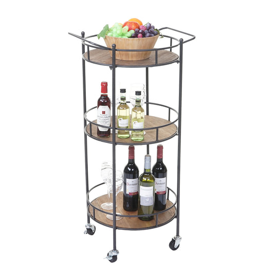 Serveerwagen MCW-A43, bartrolley theetrolley, massief vintage dennenhout 100x50x43cm