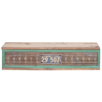Wandplank MCW-A43, hangplank Plank, massief dennenhout vintage patchwork 65x16x13cm