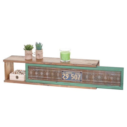 Wandplank MCW-A43, hangplank Plank, massief dennenhout vintage patchwork 65x16x13cm