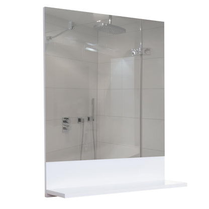 Wandspiegel met planchet MCW-B19, badkamerspiegel badkamer, hoogglans 75x80cm ~ wit
