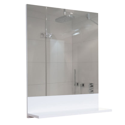 Wandspiegel met planchet MCW-B19, badkamerspiegel badkamer, hoogglans 75x80cm ~ wit