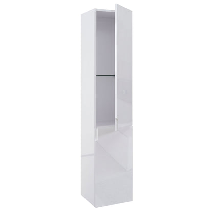 Wandkast MCW-B19, midikast hoge kast badkamermeubel, hoogglans 150x30cm ~ wit