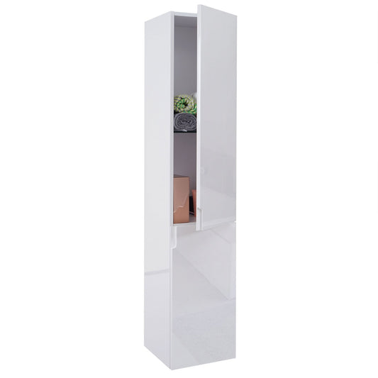 Wandkast MCW-B19, midikast hoge kast badkamermeubel, hoogglans 150x30cm ~ wit