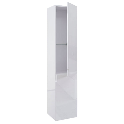Wandkast MCW-B19, midikast hoge kast badkamermeubel, hoogglans 150x30cm ~ wit