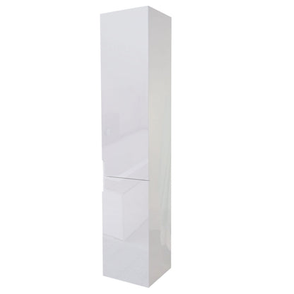 Wandkast MCW-B19, midikast hoge kast badkamermeubel, hoogglans 150x30cm ~ wit
