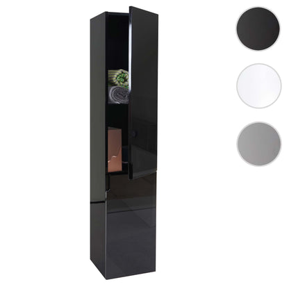 Wandkast MCW-B19, midikast hoge kast badkamermeubel, hoogglans 150x30cm ~ zwart
