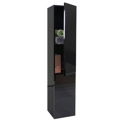 Wandkast MCW-B19, midikast hoge kast badkamermeubel, hoogglans 150x30cm ~ zwart