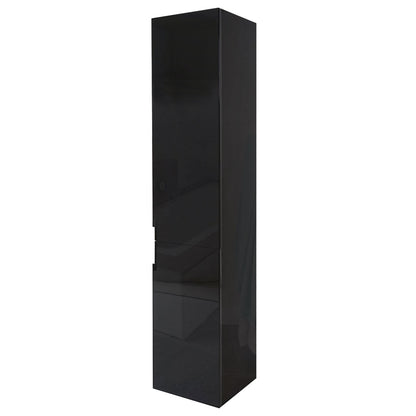 Wandkast MCW-B19, midikast hoge kast badkamermeubel, hoogglans 150x30cm ~ zwart