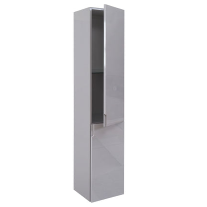 Wandkast MCW-B19, midikast hoge kast badkamermeubel, hoogglans 150x30cm ~ grijs