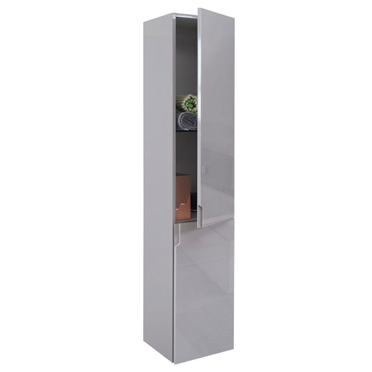 Wandkast MCW-B19, midikast hoge kast badkamermeubel, hoogglans 150x30cm ~ grijs