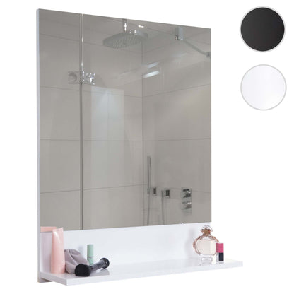 Wandspiegel met planchet MCW-B19, badkamerspiegel badkamer, hoogglans 75x80cm ~ wit