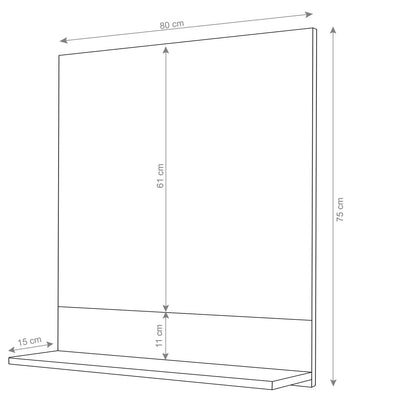 Wandspiegel met planchet MCW-B19, badkamerspiegel badkamer, hoogglans 75x80cm ~ wit