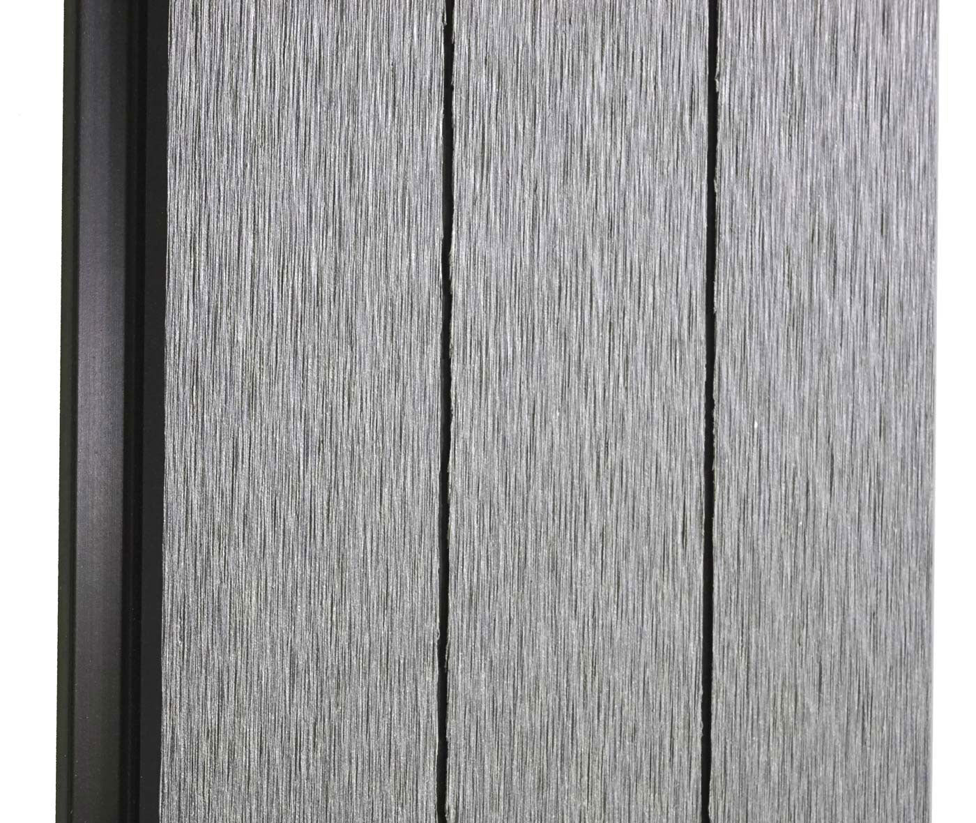 WPC privacyscherm Sarthe, schutting windscherm, WPC paal voor plaatsing in beton ~ basiselement, 195cm grijs