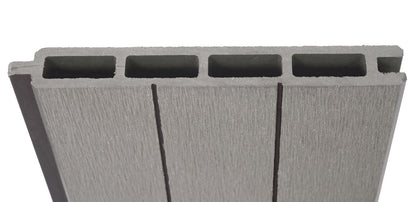 WPC privacyscherm Sarthe, schutting windscherm, WPC paal voor plaatsing in beton ~ basiselement, 195cm grijs