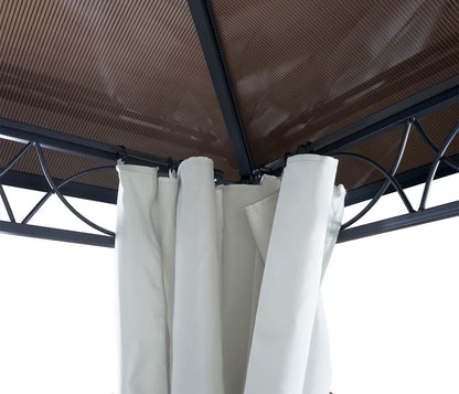 Hardtop pergola MCW-C77, tuinpaviljoen, kunststof dak zijwand aluminium lichtgrijs 3x3m