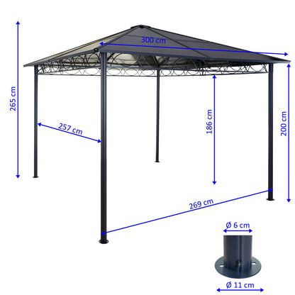 Hardtop pergola MCW-C77, tuinpaviljoen, kunststof dak zijwand aluminium lichtgrijs 3x3m
