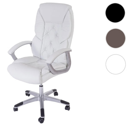 Professionele bureaustoel L42 XXL, directiedraaistoel, 150kg belastbaar kunstleder ~ wit