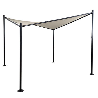 Pergola MCW-A41, tuinpaviljoen luifel, stevig 6cm stalen frame ~ 4x4m crème