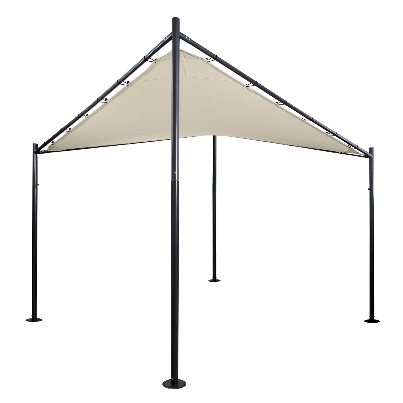 Pergola MCW-A41, tuinpaviljoen luifel, stevig 6cm stalen frame ~ 4x4m crème