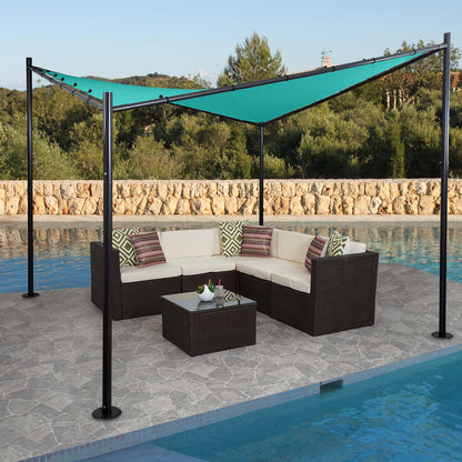 Pergola MCW-A41, tuinpaviljoen luifel, stevig 6cm stalen frame ~ 4x4m turquoise