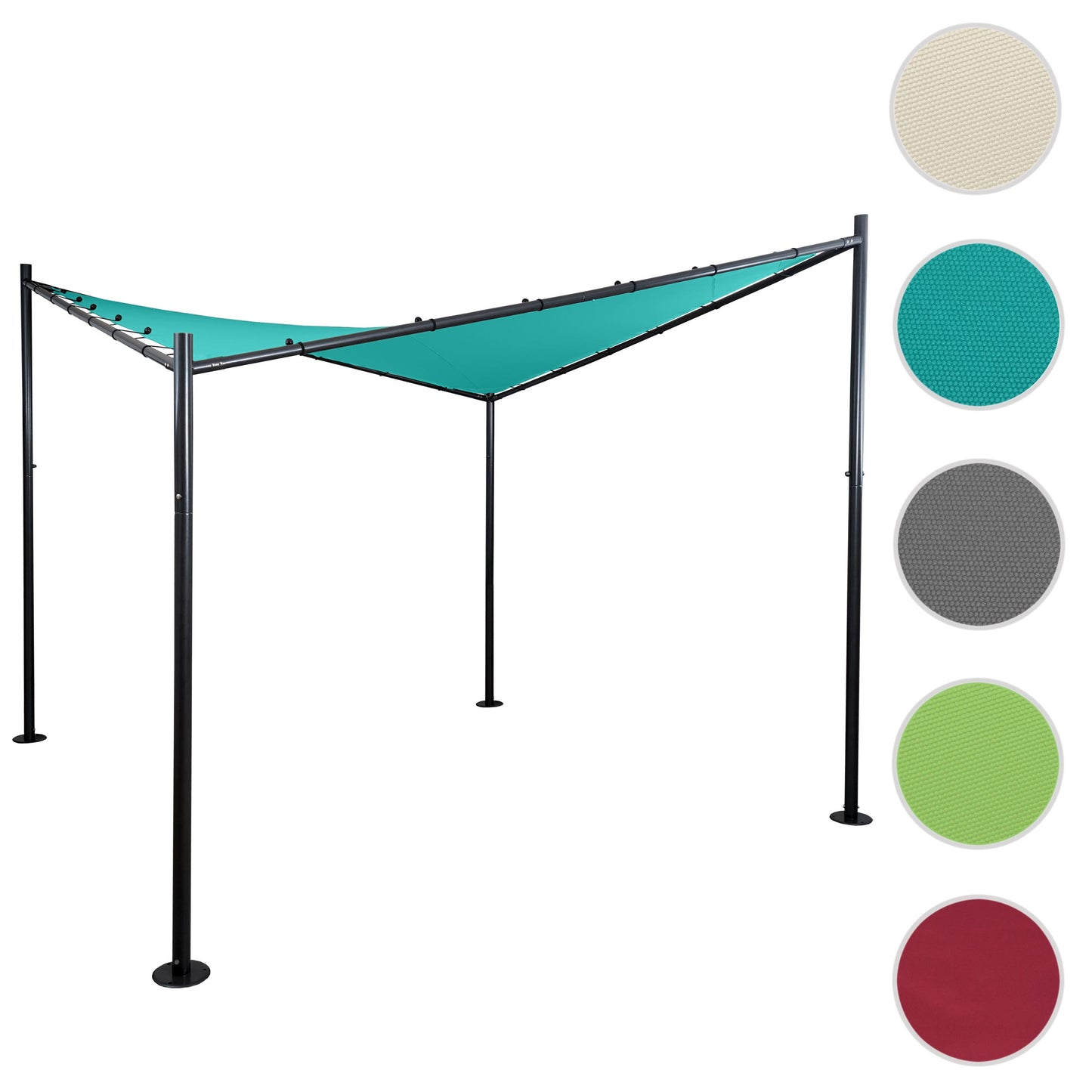 Pergola MCW-A41, tuinpaviljoen luifel, stevig 6cm stalen frame ~ 4x4m turquoise