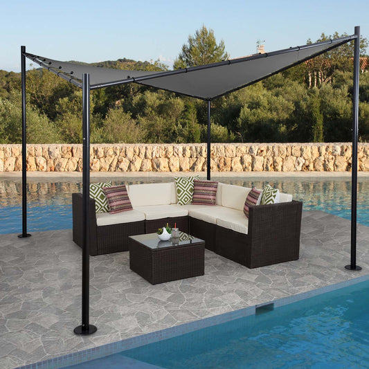 Pergola MCW-A41, tuinpaviljoen luifel, stevig 6cm stalen frame ~ 4x4m antraciet