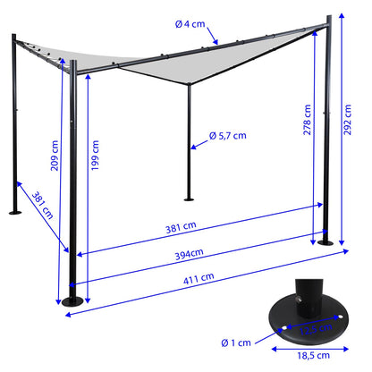 Pergola MCW-A41, tuinpaviljoen luifel, stevig 6cm stalen frame ~ 4x4m bordeaux