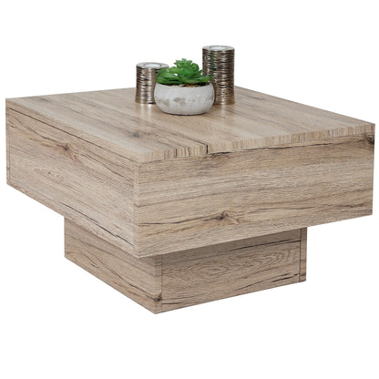 Salontafel MCW-A31, woonkamertafel, 3D structuur, 37x60x60cm MVG-gecertificeerd ~ sanremo eiken look