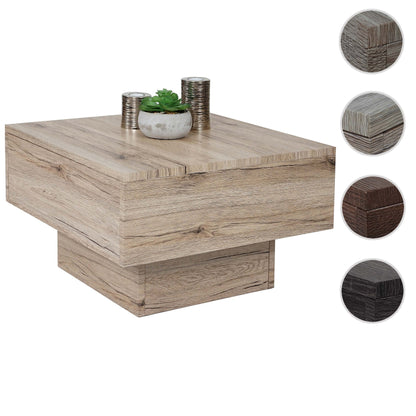 Salontafel MCW-A31, woonkamertafel, 3D structuur, 37x60x60cm MVG-gecertificeerd ~ sanremo eiken look
