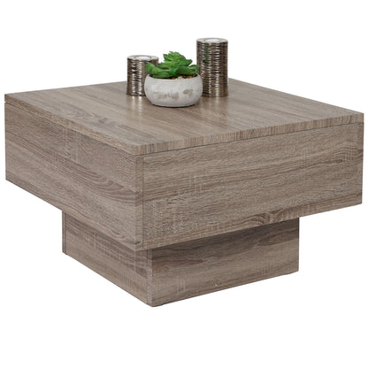 Salontafel MCW-A31, woonkamertafel, 3D structuur, 37x60x60cm MVG-gecertificeerd ~ donkere eik-look