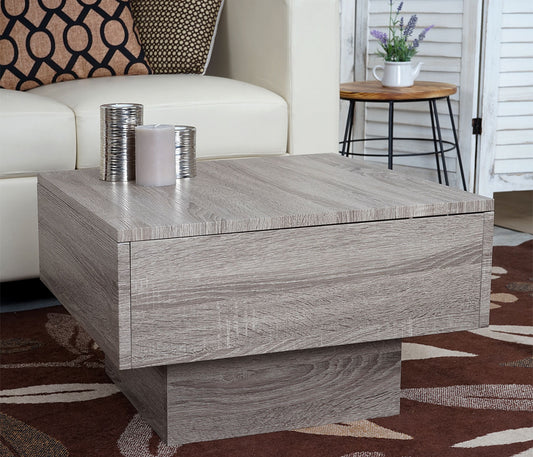 Salontafel MCW-A31, woonkamertafel, 3D structuur, 37x60x60cm MVG-gecertificeerd ~ donkere eik-look