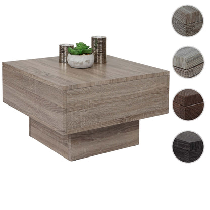 Salontafel MCW-A31, woonkamertafel, 3D structuur, 37x60x60cm MVG-gecertificeerd ~ donkere eik-look
