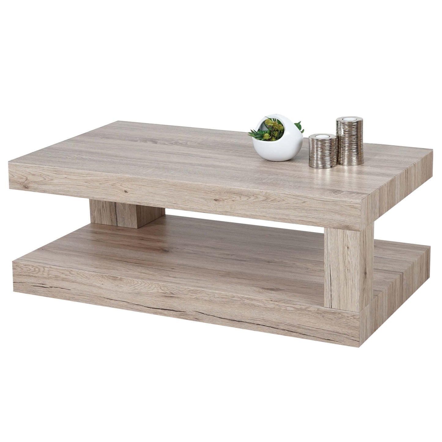 Salontafel MCW-A32, woonkamertafel, 3D structuur 40x110x60cm MVG-gecertificeerd ~ sanremo eiken look
