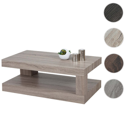 Salontafel MCW-A32, woonkamertafel, 3D structuur, 40x110x60cm MVG-gecertificeerd ~ donkere eik-look