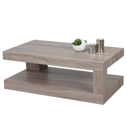 Salontafel MCW-A32, woonkamertafel, 3D structuur, 40x110x60cm MVG-gecertificeerd ~ donkere eik-look